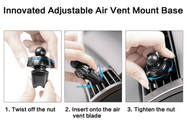 Suport Telefon Magnetic Auto cu Fixare în Grila de Ventilație și Rotație 360°