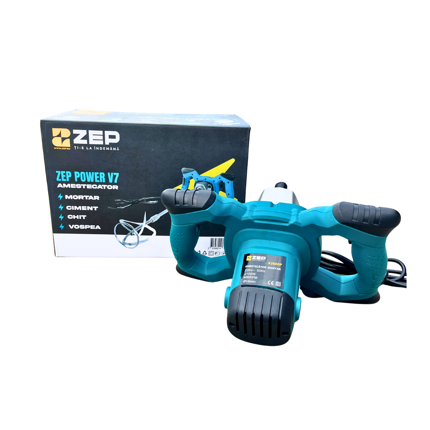 Masina amestecat mortar ZEP POWER V7, 2100W, 6 trepte, 1 paleta, 800RPM