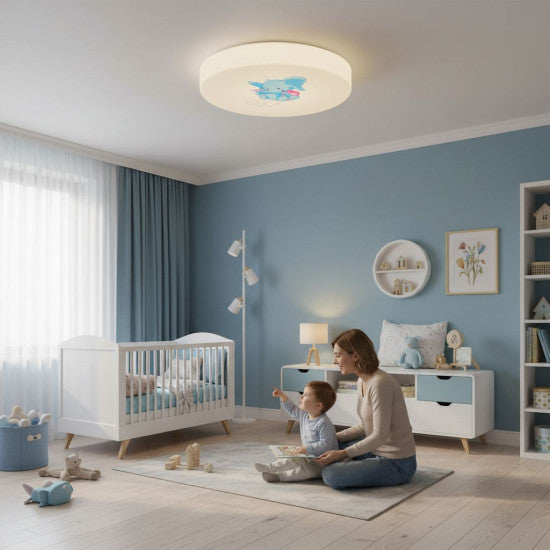 Plafoniera LED copii Elefant 24W, Ø380x110 mm, 6500K