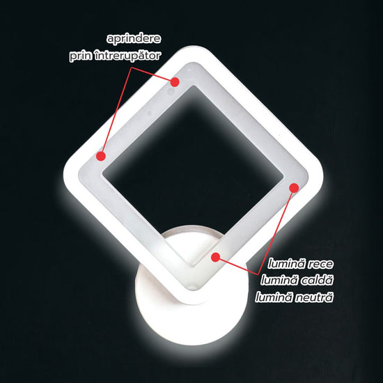 Aplica LED Hebe ajustabila, 20W, 1600 lm, 260x260x40 mm