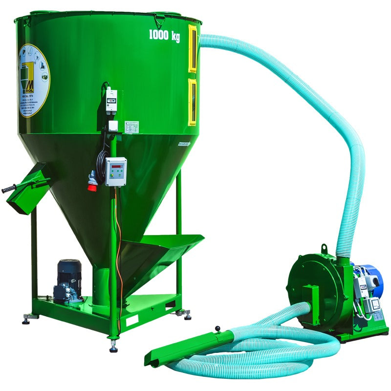 Micro FNC moara cereale 7.5 kW cu aspiratie + amestecator furaje 500 kg M-ROL