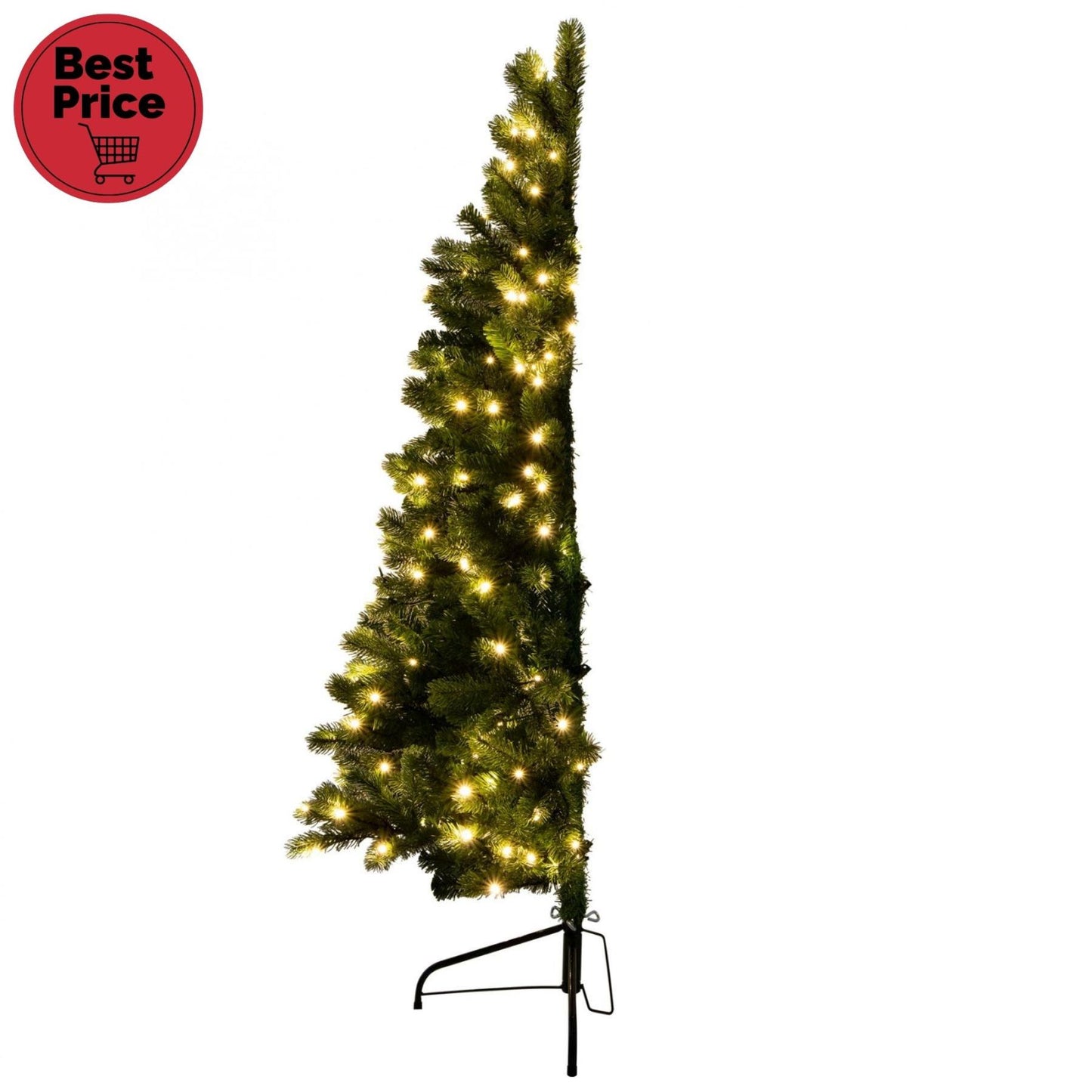 Brad Artificial cu LED Alb Cald, 150 cm, Model Slim de Perete, Ace 3D+2D, Talpa Metalica – KMF7/150