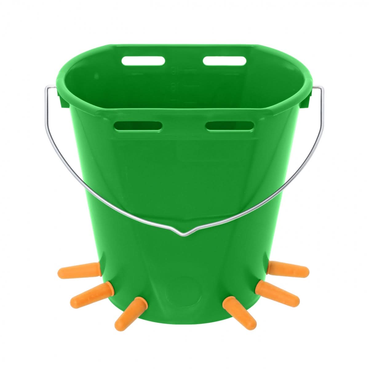 Galeata alaptare miei si iezi 8L cu 6 tetine cauciuc si ventil, fund inclinat, plastic rezistent