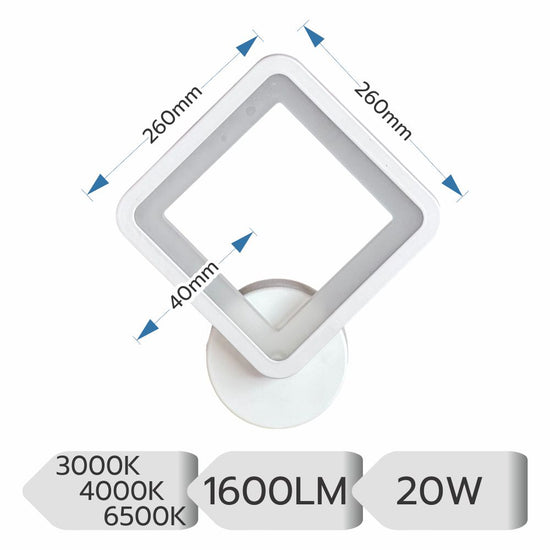 Aplica LED Hebe ajustabila, 20W, 1600 lm, 260x260x40 mm