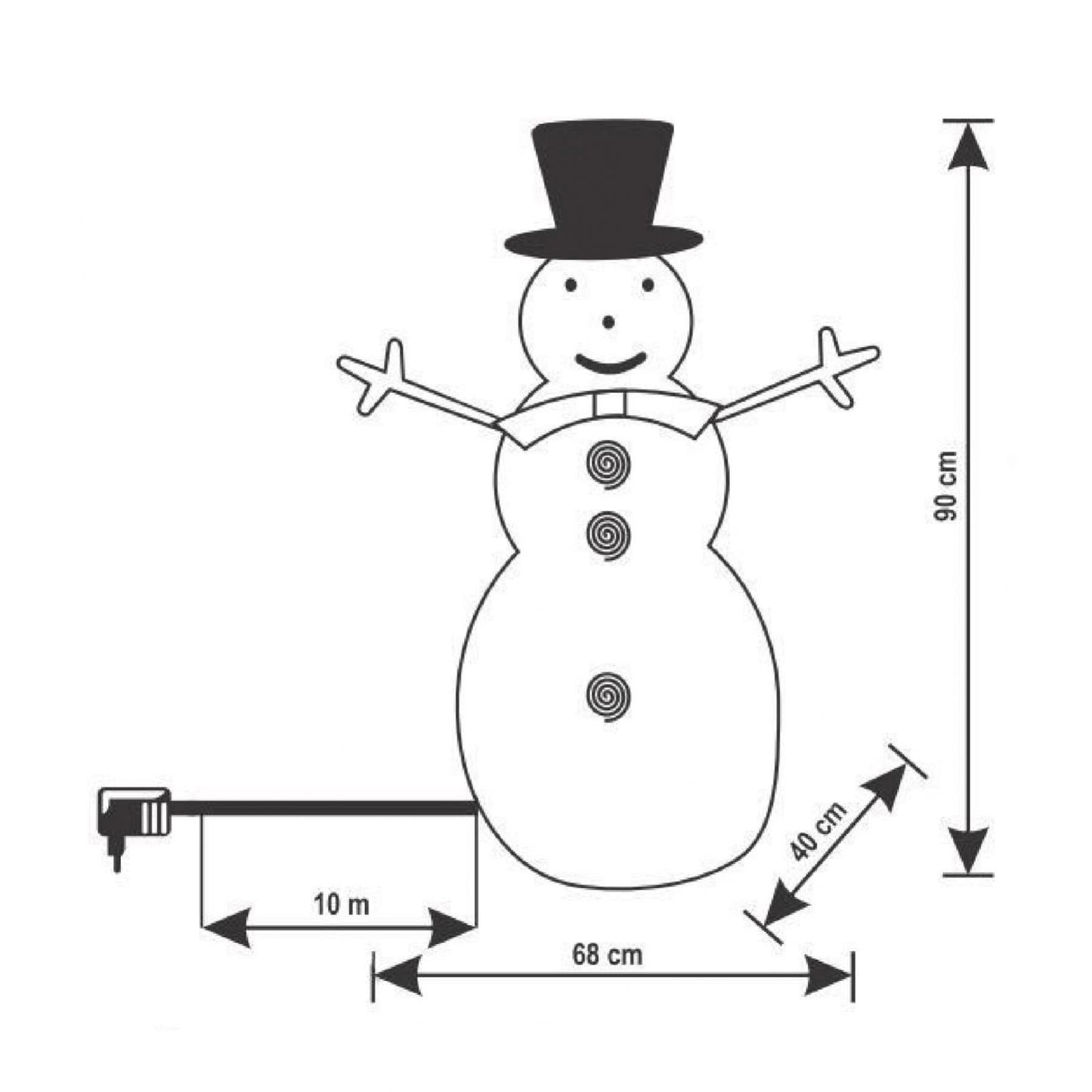 Om de Zapada din Acril cu LED-uri, 90 cm, 80 LED Alb Rece/Alb Cald, Interior si Exterior, KDA 9
