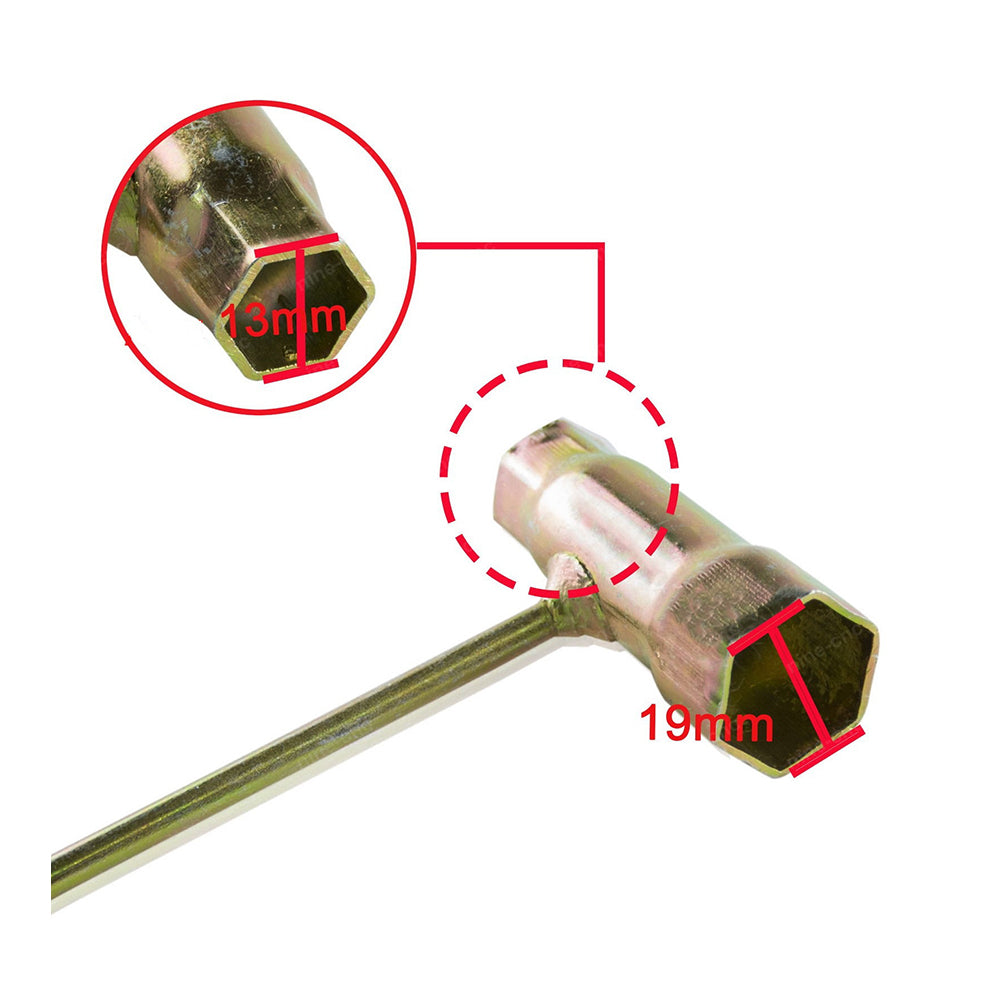 Cheie bujie drujba 13x19 mm cu surubelnita dreapta – compatibila cu majoritatea drujbelor