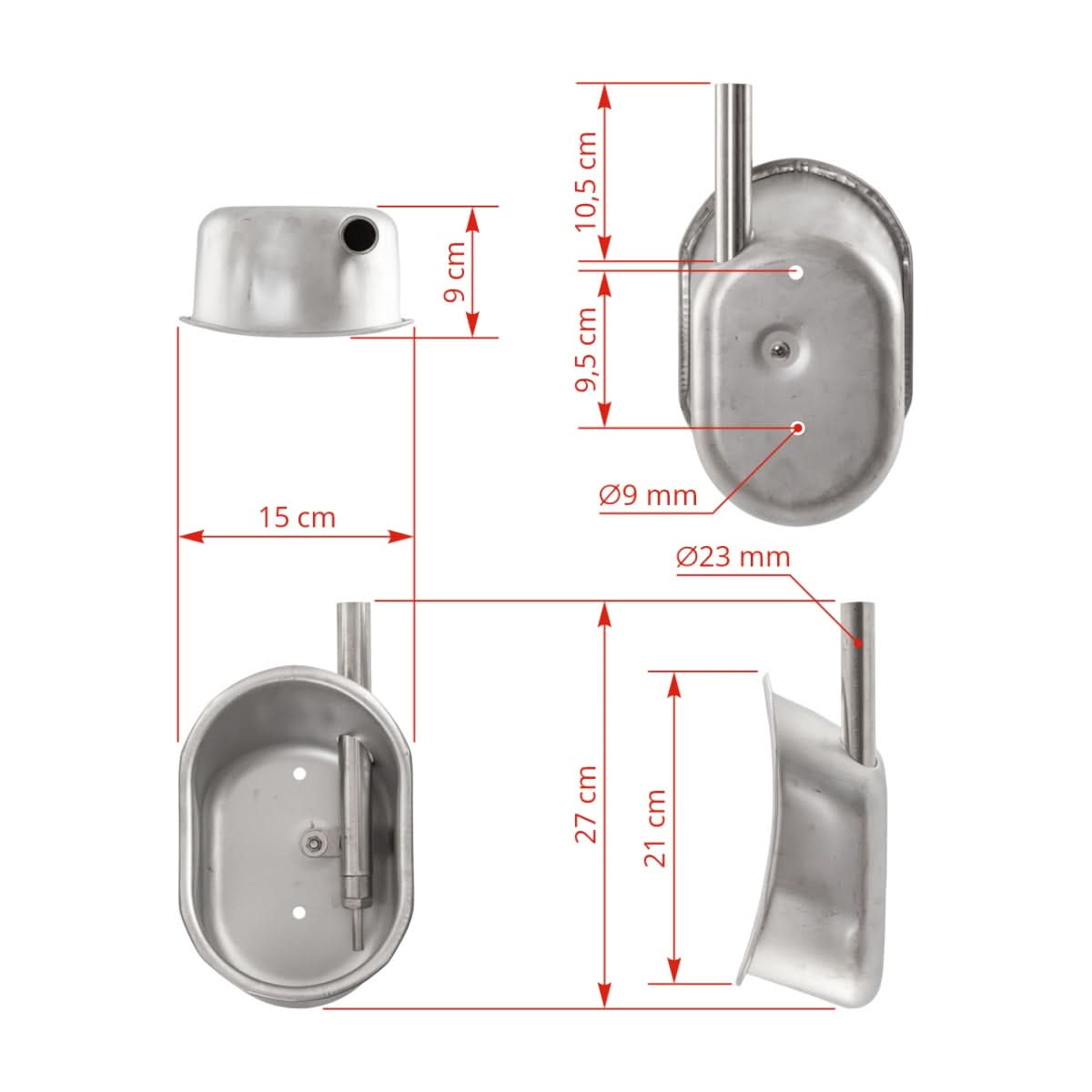 Adapatoare automata pentru purcei, inox, 15 × 21 × 9 cm, racord 1/2 țoli