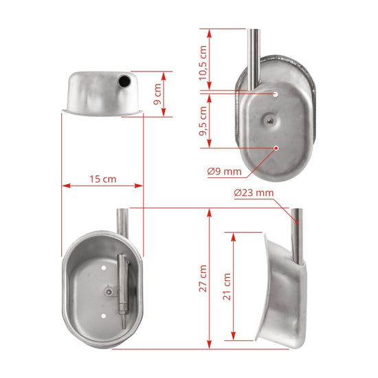 Adapatoare automata pentru purcei, inox, 15 × 21 × 9 cm, racord 1/2 țoli