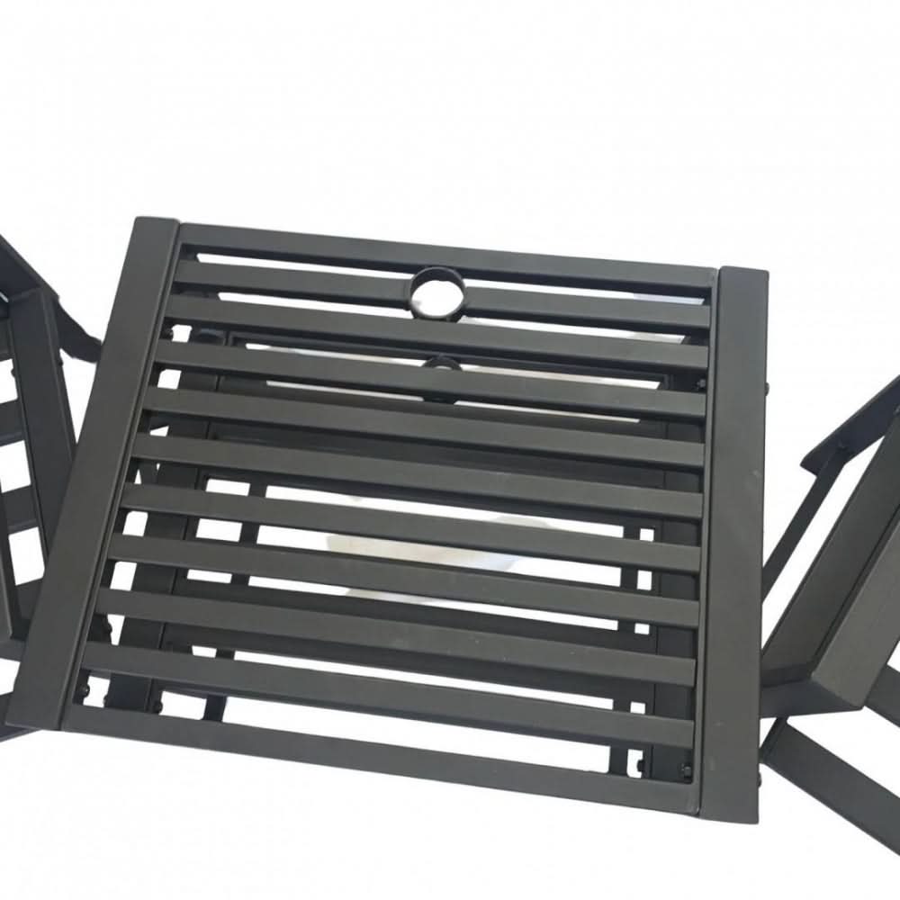 Set mobilier gradina metalic VivaTechnix VMD-1046, masa cu orificiu umbrela 42 mm + 2 scaune, profil 40x20x1.5 mm