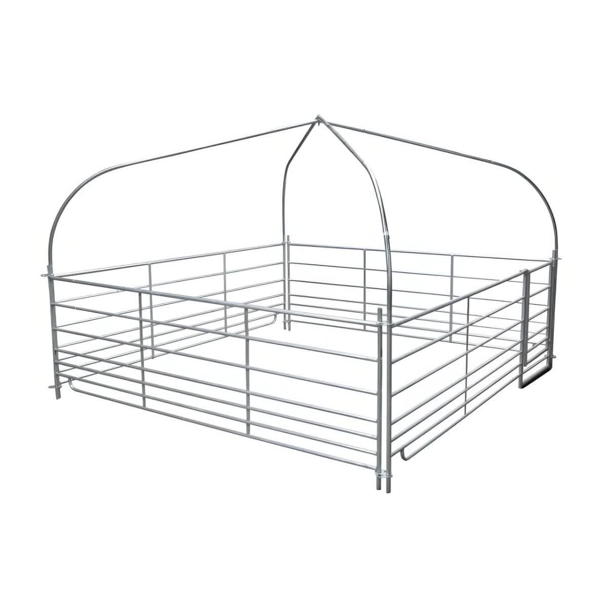 Cort complet cu tarc pentru oi și capre, 275 × 275 cm, acoperiș, mobil, cu ancore metalice
