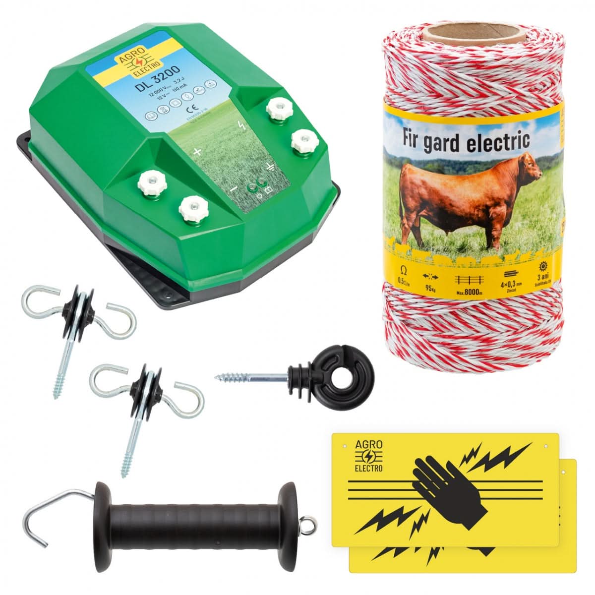 Pachet de Baza Gard Electric 250 m, 3,2 Joule, pentru Animale Domestice