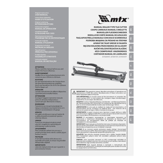 Taietor faianta MTX, 1200 mm, taiere in unghi