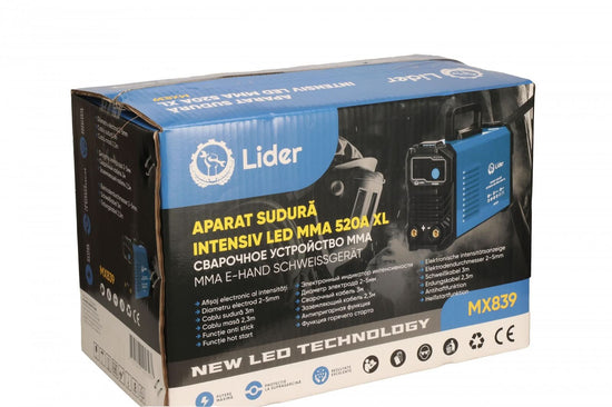Aparat sudura invertor 520A MMA LIDER, afisaj electronic, cabluri si masca