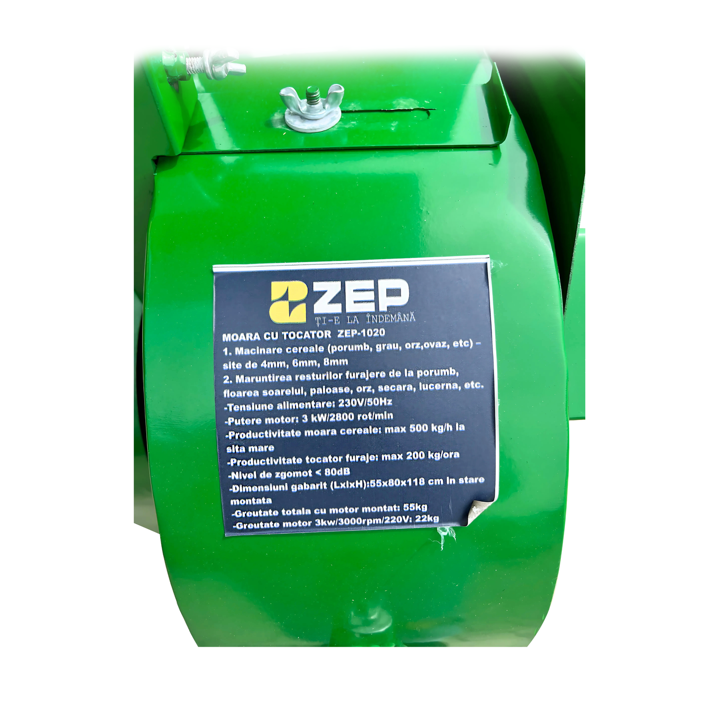 Moara 2 in 1 ZEP-1020 cu tocator furaje, 3kW, 2800rpm, 500 kg/h, 3 site incluse
