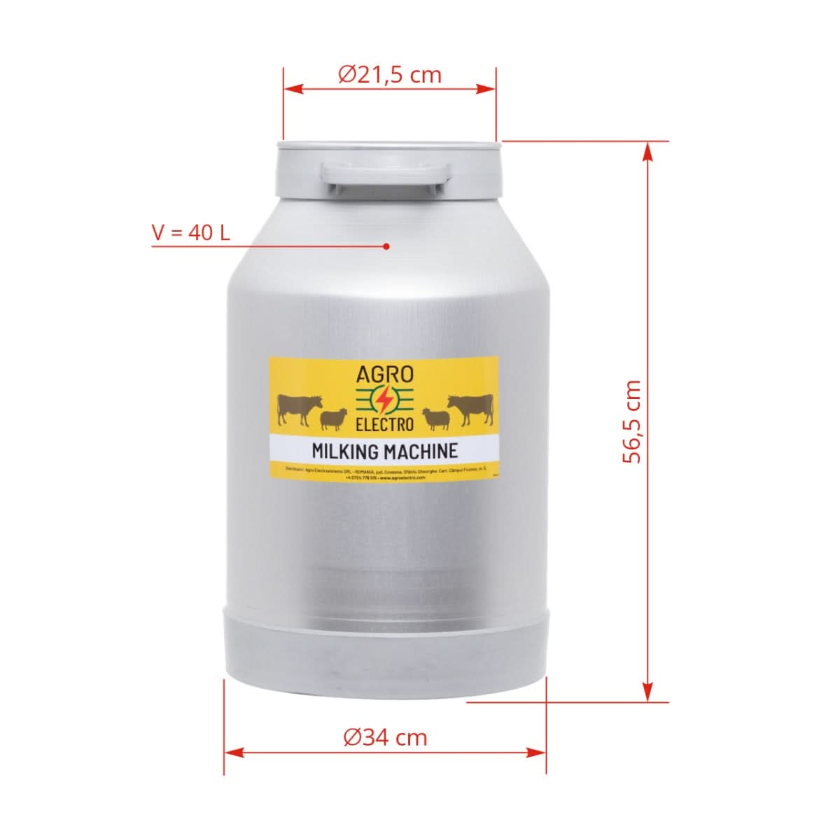 Bidon aluminiu 40 litri pentru aparate de muls