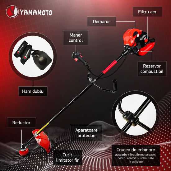 Motocoasa benzina Yamamoto YMA.56, 43cc, 5.8CP, 10000 rpm, motor 2T