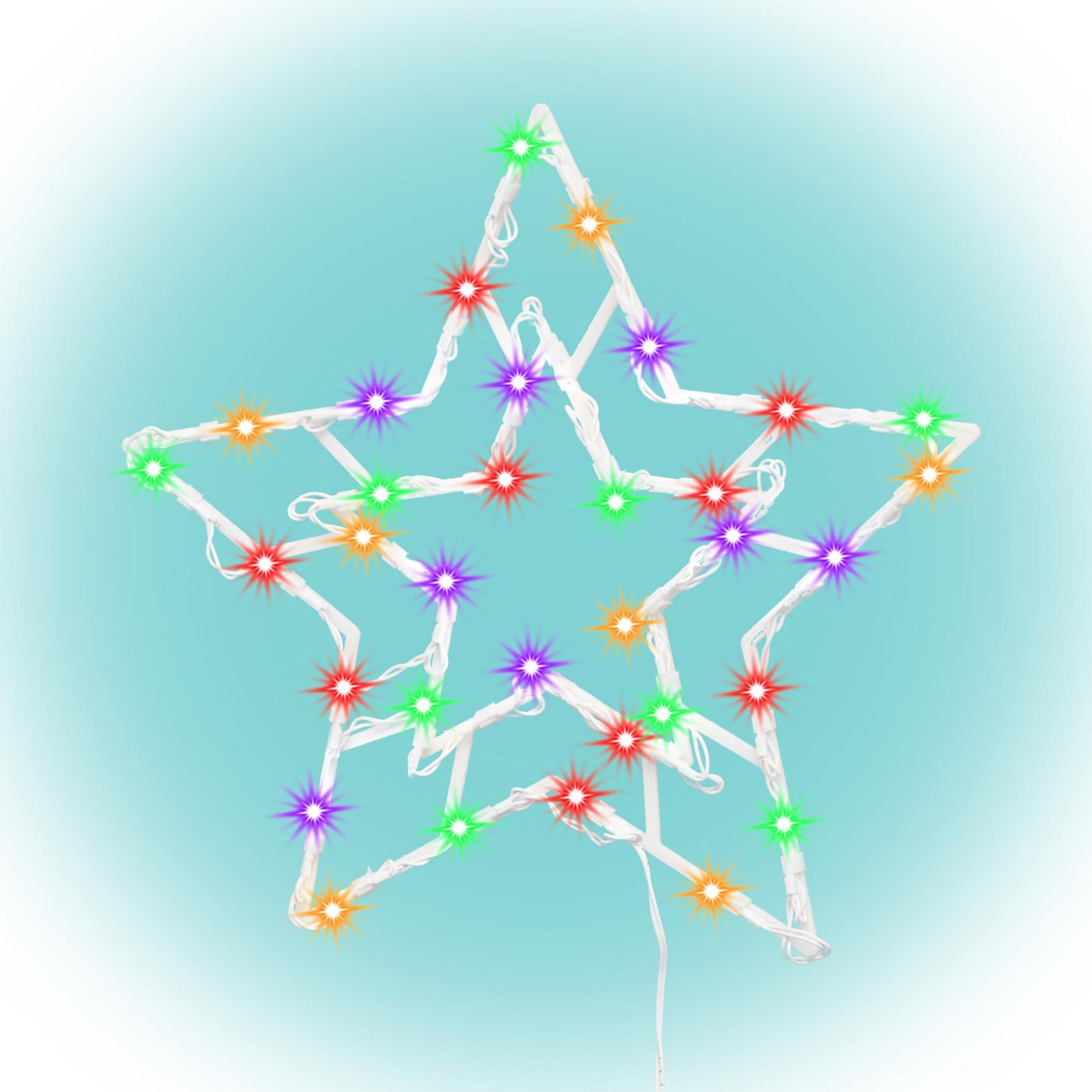 Decoratiune LED fereastra KID503M, stea colorata, 35 LED-uri, timer 6/18h, adaptor IP44, exterior/interior