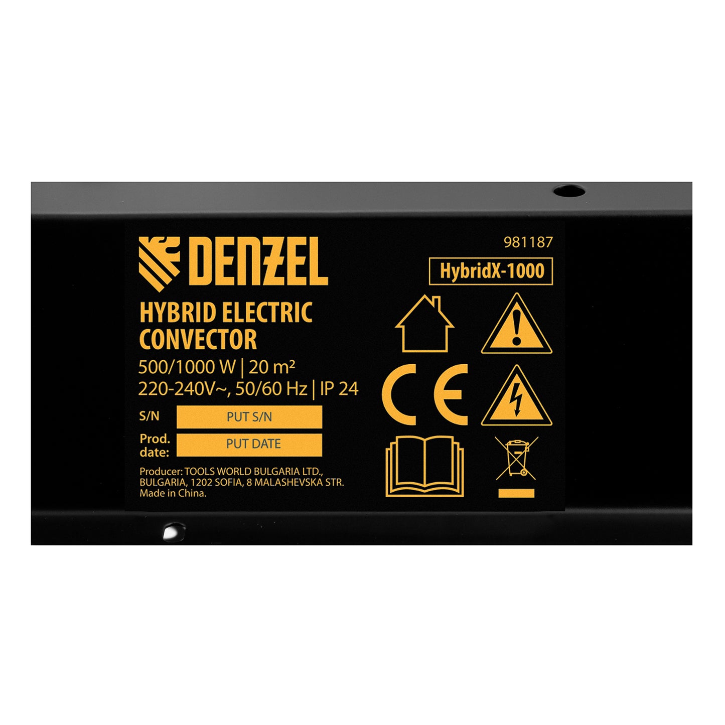 Convector electric hibrid Denzel HybridX-1000, 1000W, incalzitor IR, termostat digital, montaj pe perete sau podea