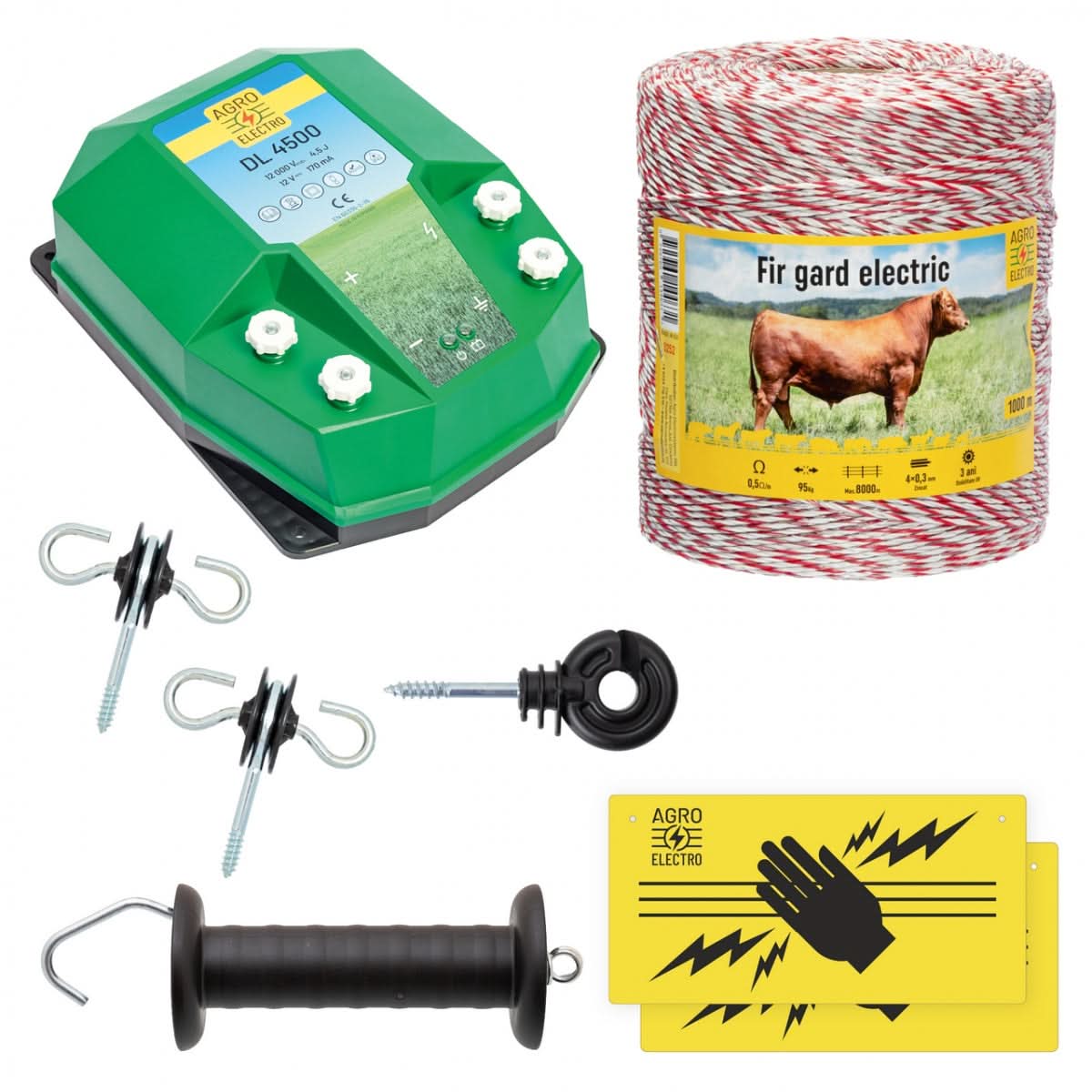 Pachet de Baza Gard Electric 1000 m, 4,5 Joule, pentru Animale Domestice