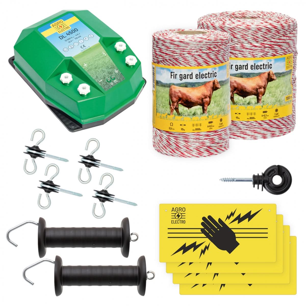 Pachet de Baza Gard Electric 1500 m, 4,5 Joule, pentru Animale Domestice