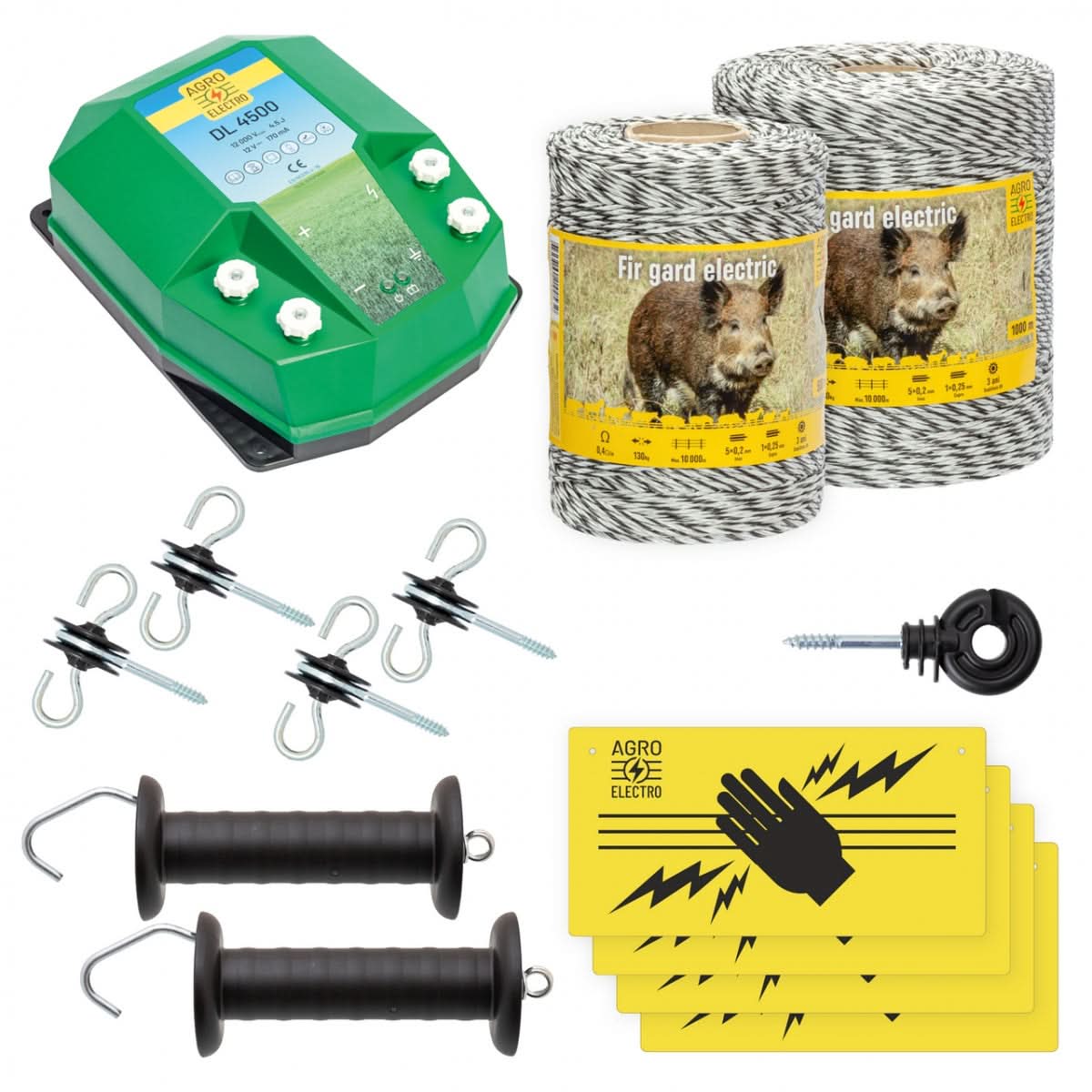 Pachet de Baza Gard Electric 1500 m, 4,5 Joule, pentru Animale Salbatice