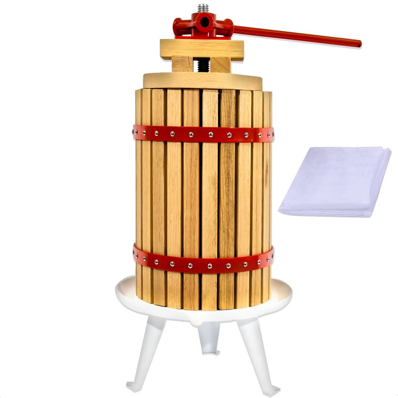 Pachet Presa manuala Elefant FP-30 30L lemn stejar + sac filtru 30L pentru fructe si struguri