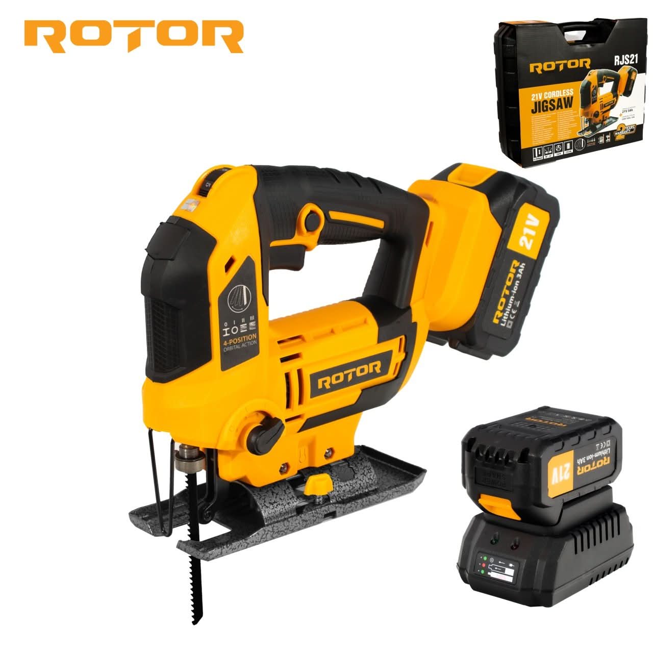 Fierastrau pendular pe acumulator ROTOR RJS21, 21V, 750W, 3000 rot/min, adancime taiere 85 mm lemn