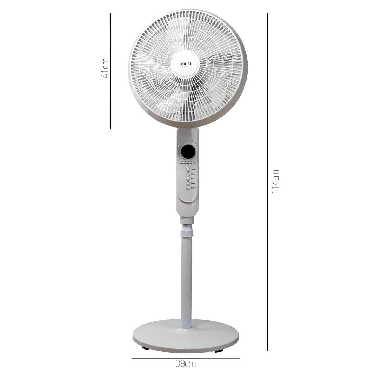 Ventilator de podea BOHM BF403RC-5B, 45W, 16 inch, 3 viteze, oscilatie 75 grade, telecomanda, 125 cm