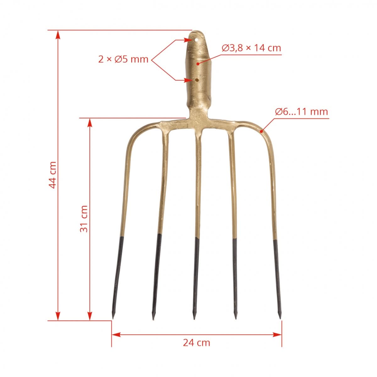 Furca de balegar cu 5 coarne, fara coada, 31 × 24 cm