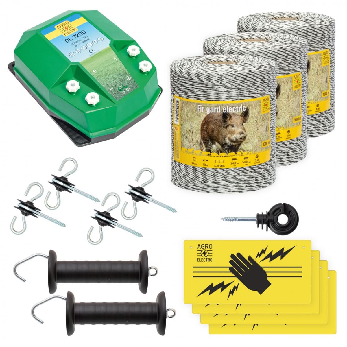 Pachet de Baza Gard Electric 3000 m, 7,2 Joule, pentru Animale Salbatice