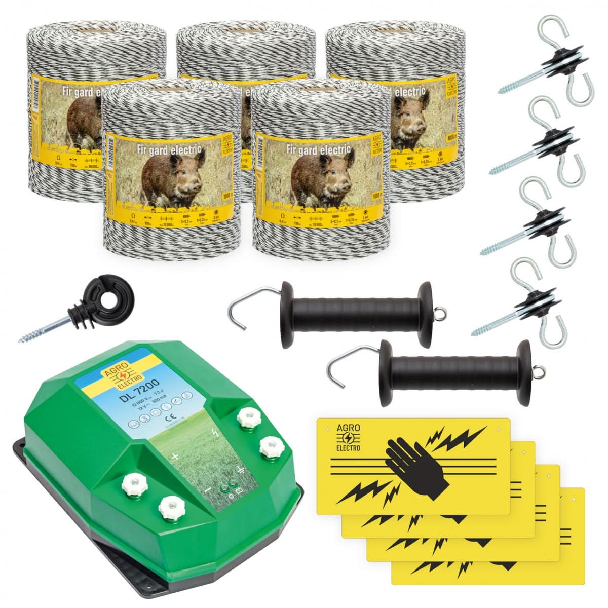 Pachet de Baza Gard Electric 5000 m, 7,2 Joule, pentru Animale Salbatice