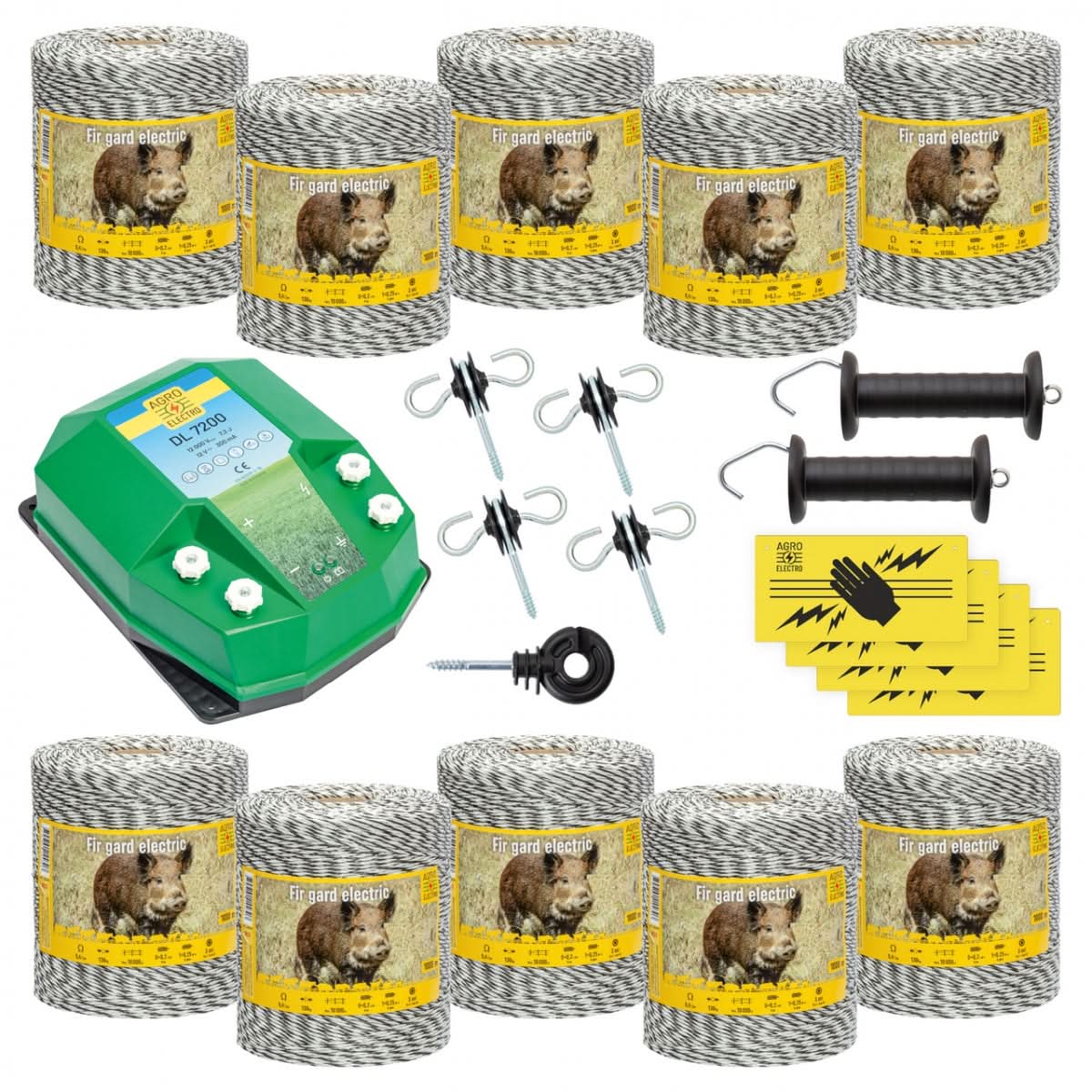 Pachet de Baza Gard Electric 10000 m, 7,2 Joule, pentru Animale Salbatice