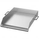 Plita inox pentru gratar pe carbuni, gaz sau electric, Vivatechnix Plancha, 40.6x45.7 cm, cu manere laterale, margine 6 cm