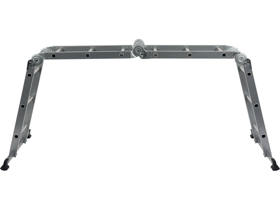 Scara multifunctionala aluminiu 3.4 m, 4x3 trepte, pliabila, capacitate 150 kg, stabilizatori antiderapanti, standard EN131