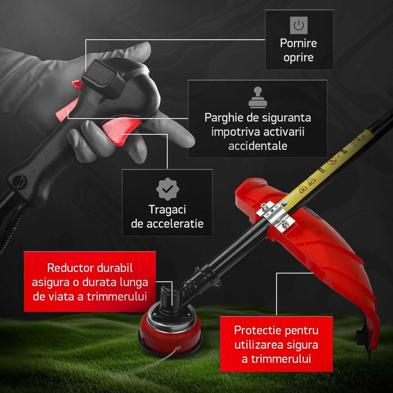 Motocoasa pe benzina Yamamoto YM-5600, 5.6CP, 52CC, 2 timpi, 10000 rpm, model 2025