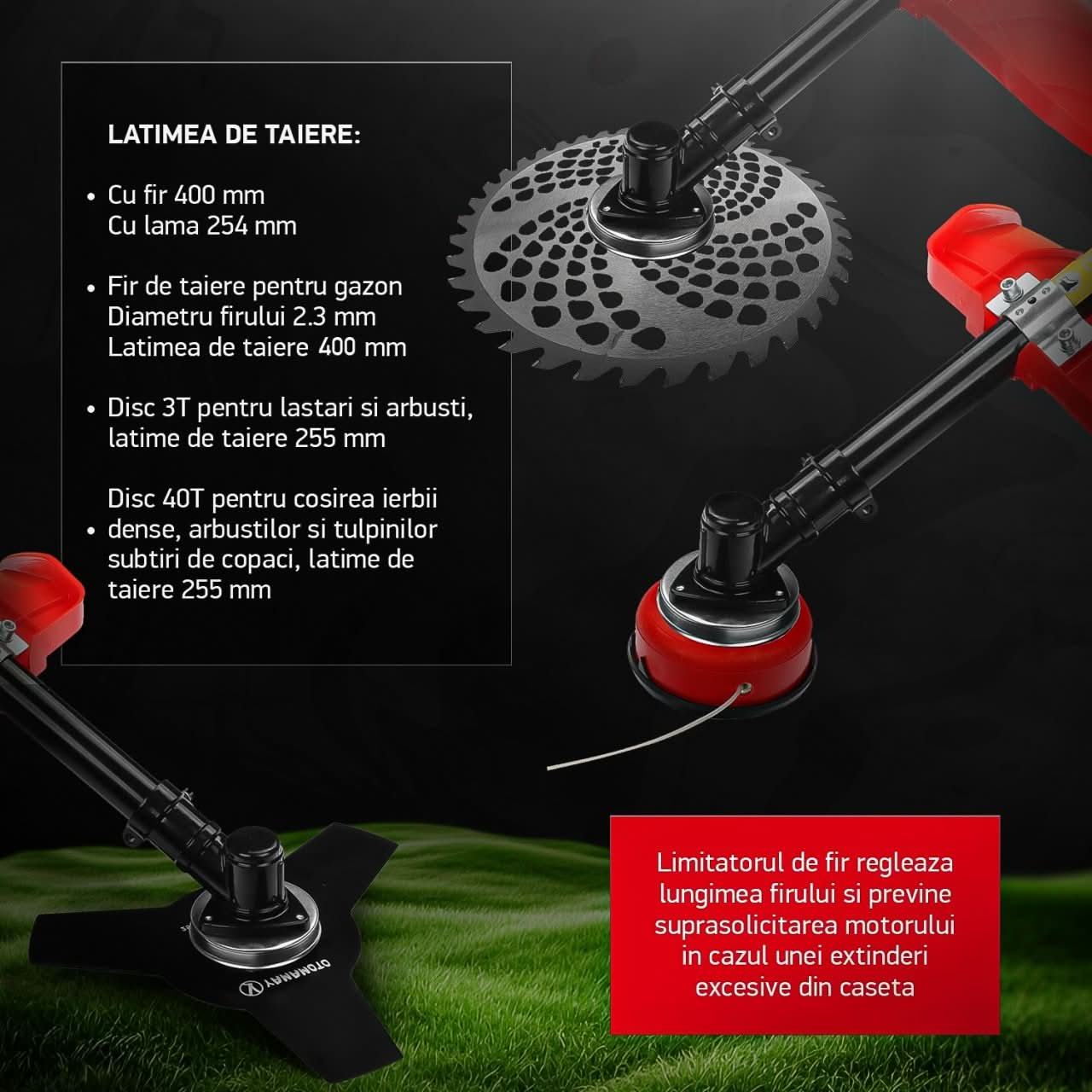 Motocoasa pe benzina Yamamoto YM-5600, 5.6CP, 52CC, 2 timpi, 10000 rpm, model 2025