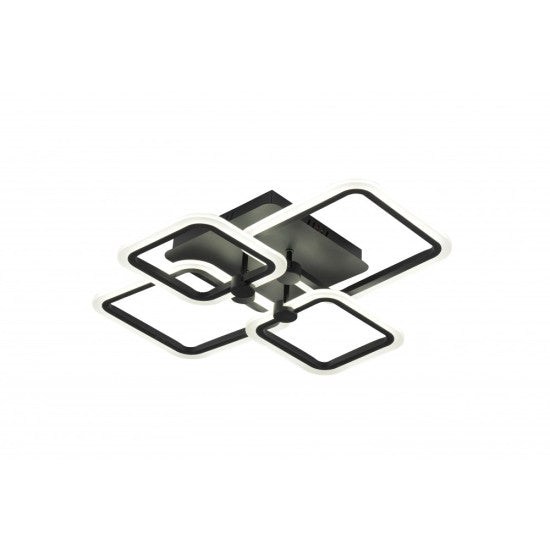 Lustra LED Patrata Neagra 80W, 4 Brate, 600x120 mm, 3 Culori