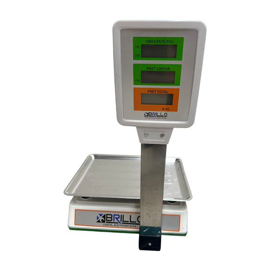 Cantar electronic BRILLO 60kg, LCD dublu, platan inox 335x240mm, acumulator 4Ah
