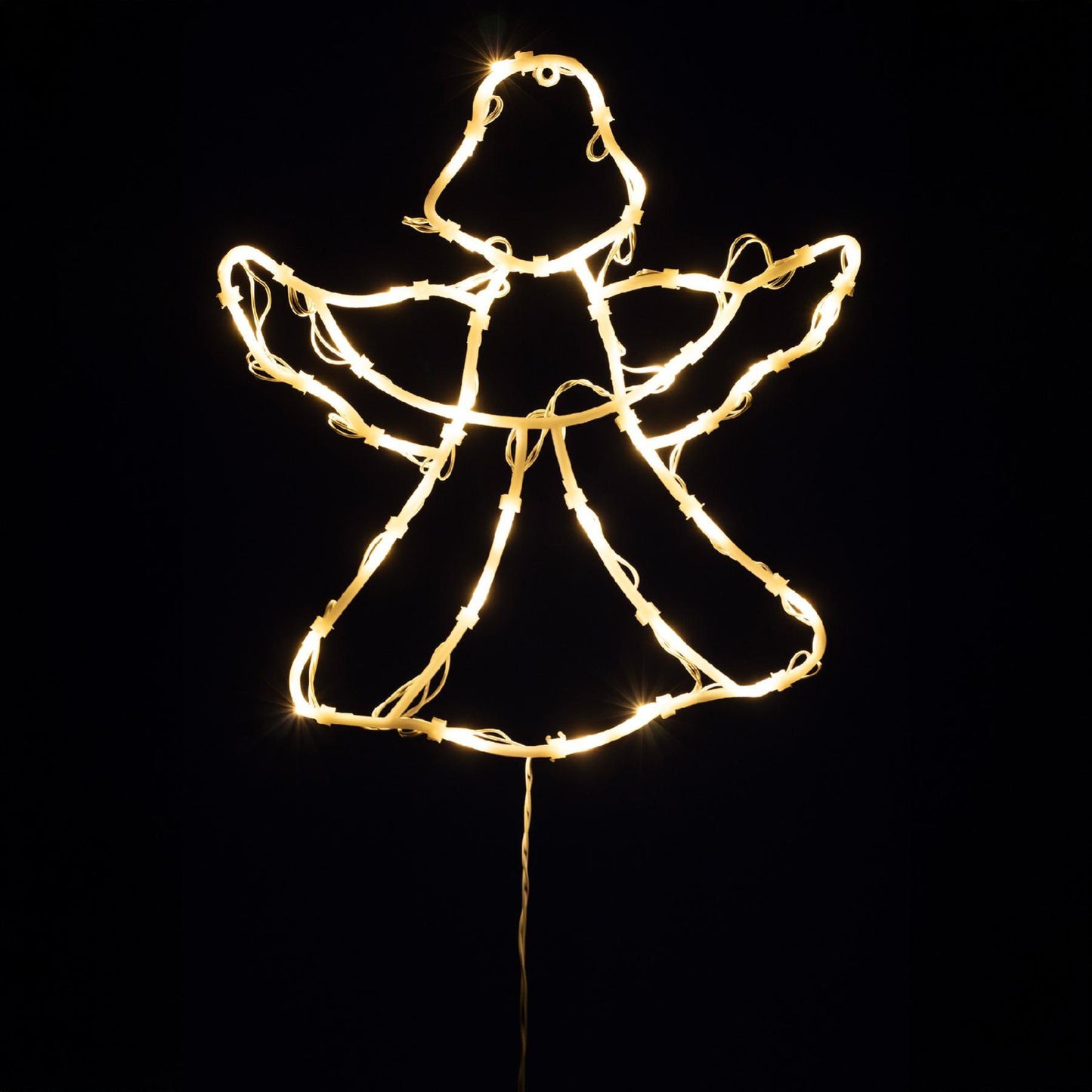 Decoratiune LED fereastra inger KID501BWW, 35 LED alb cald, timer 6/18h, ventuze incluse, pe baterii