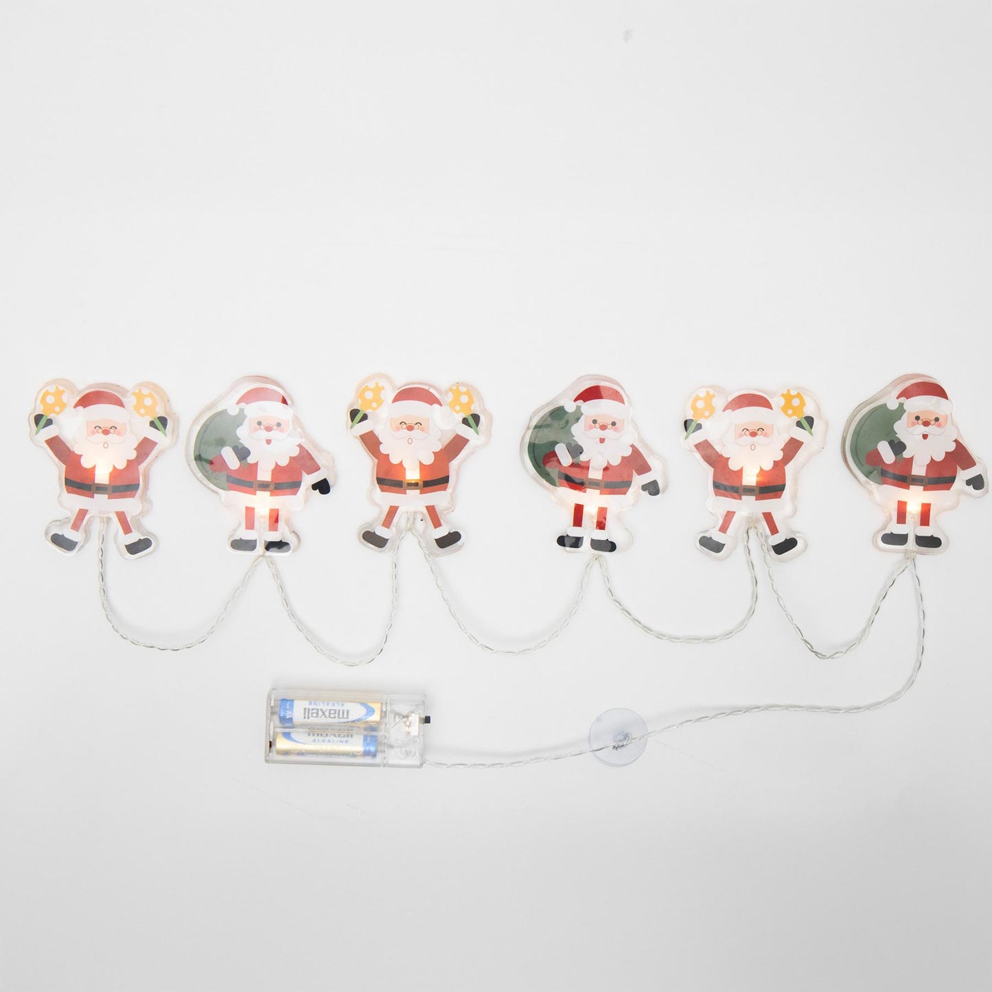 Ghirlanda luminoasa LED Mos Craciun, silicon autoadeziv, 6 LED alb cald, fir transparent, pe baterii