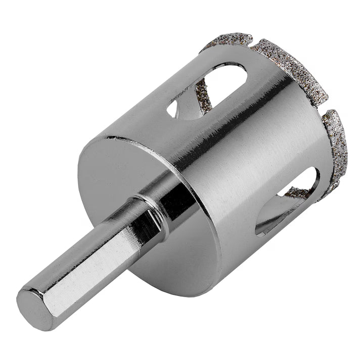 Carota diamantata 35x67 mm MTX pentru sticla si faianta, coada triunghiulara, galvanizata, argintiu