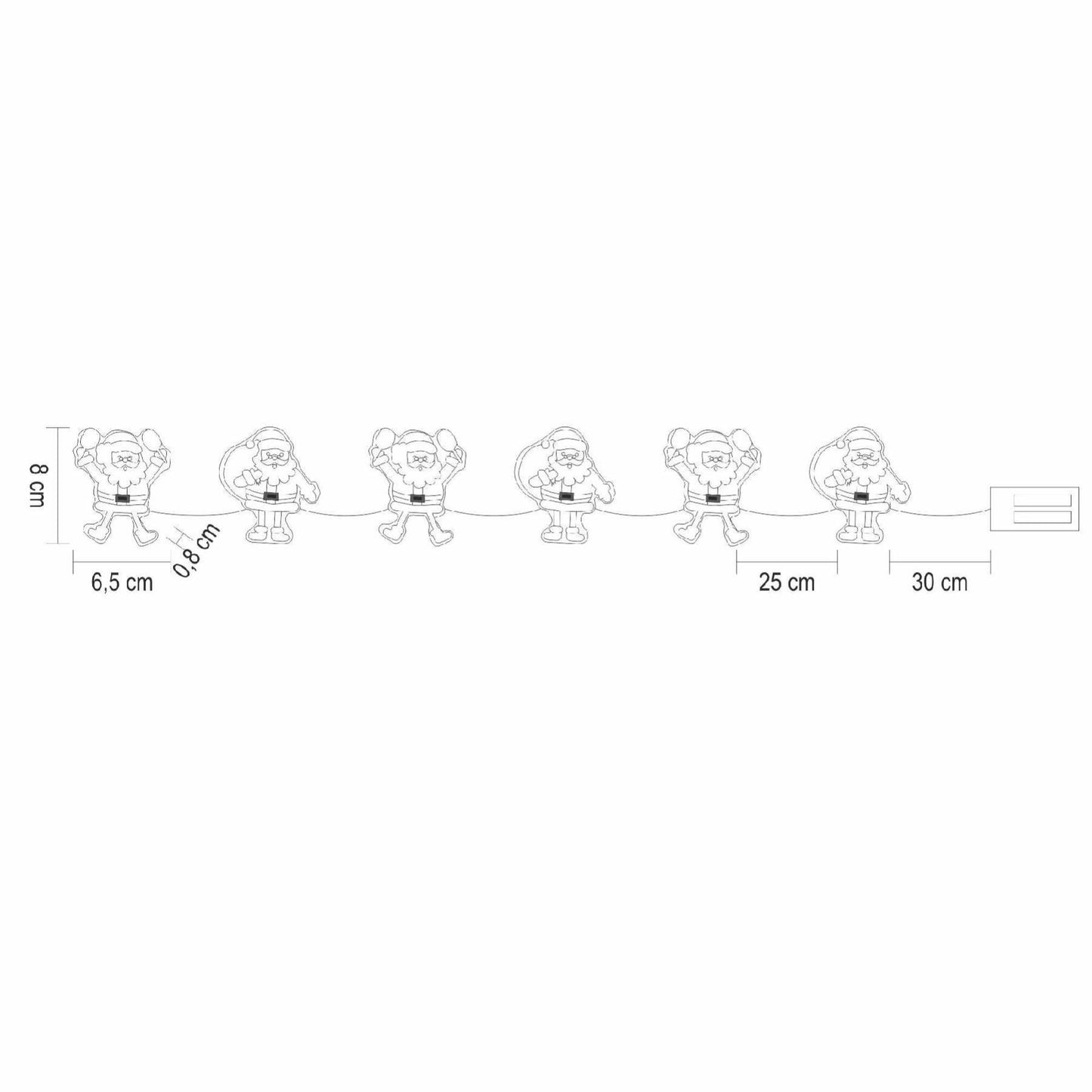 Ghirlanda luminoasa LED Mos Craciun, silicon autoadeziv, 6 LED alb cald, fir transparent, pe baterii