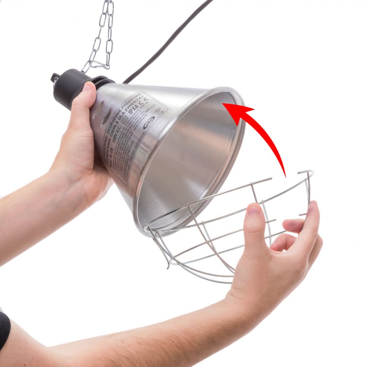 Suport bec infrarosu pentru incalzirea animalelor, aluminiu, lant reglabil 2m, cablu 2,5m