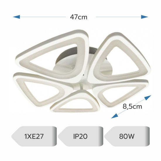 Lustra LED 80W, 5 Brate, Dimabila, 3000-6000K