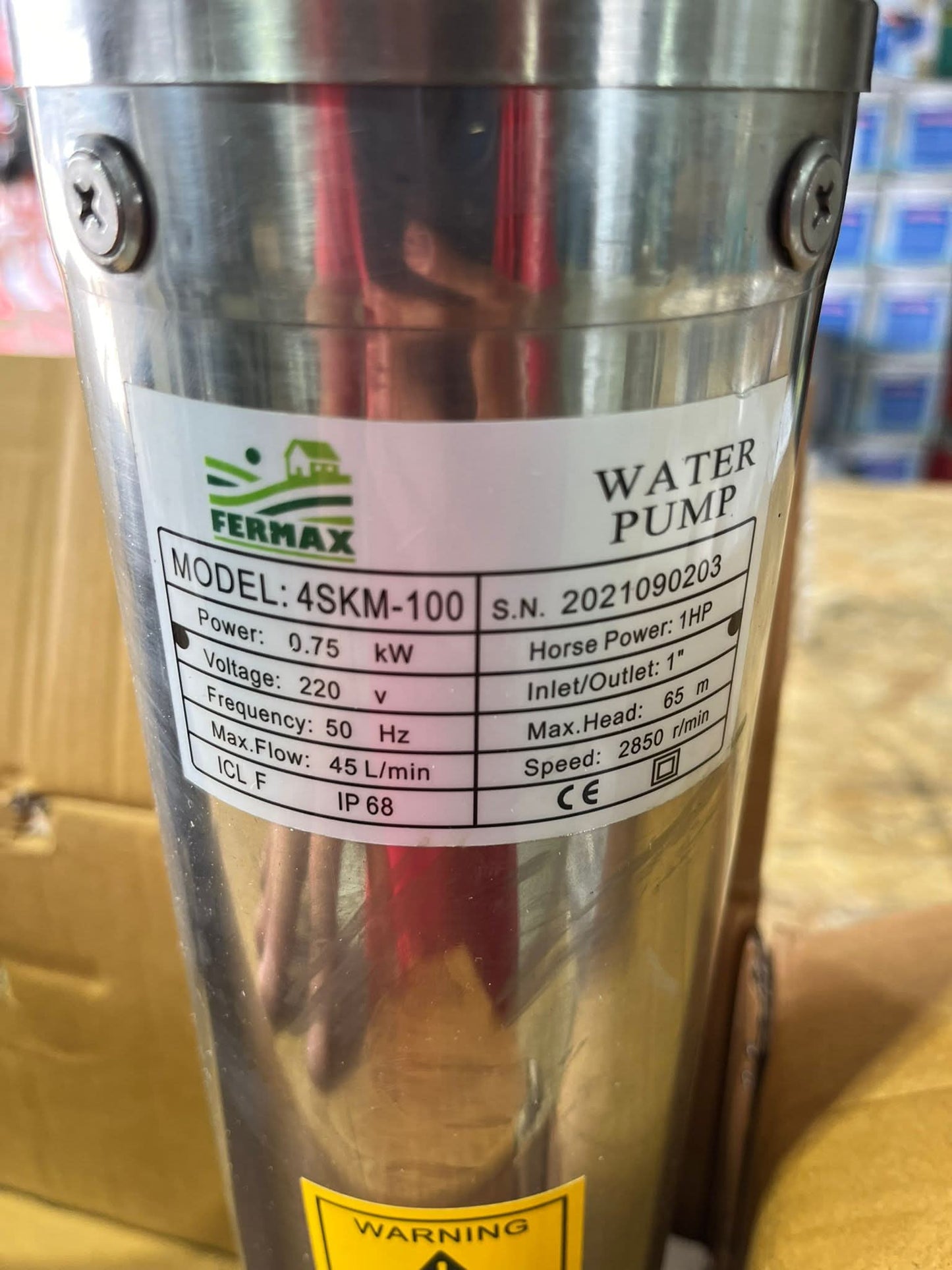 Pompa submersibila Fermax 4SKM-100, 0.75kW, 3200 l/h, 65m, 2 turbine bronz, cablu 15m