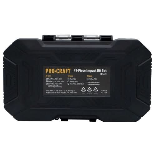 Set Biti Impact Procraft IBS-41, 41 Piese, PH/PZ/Torx, Ghidaj si Suport Magnetic