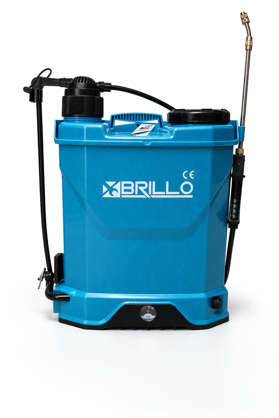 Pompa de stropit BRILLO 2 in 1, 16L, electrica si manuala, baterie 12V 8Ah, 6 bari, lance inox