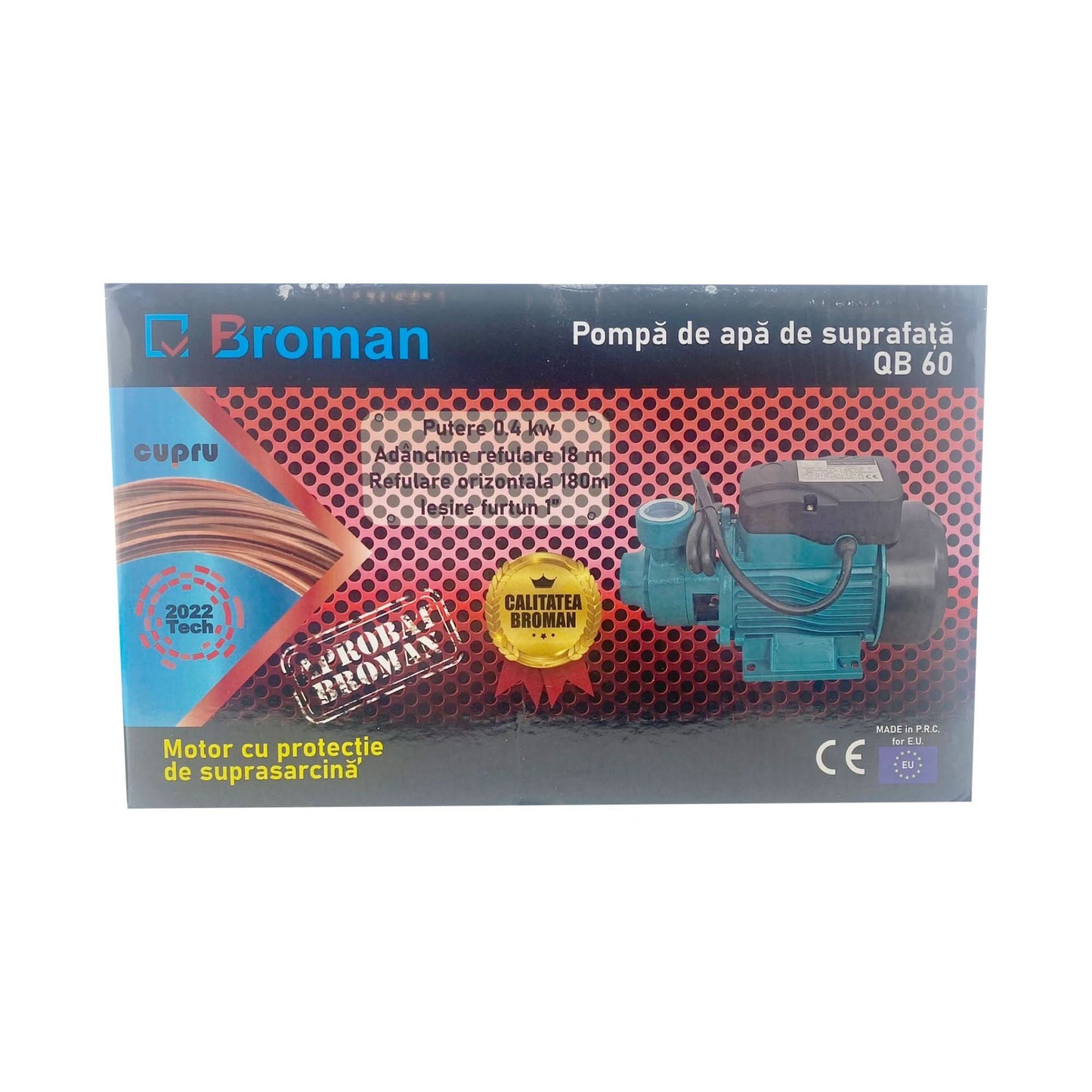 Pompa apa suprafata Broman QB60, 400W, 2100 L/h, refulare 18 m, iesire 1 tol