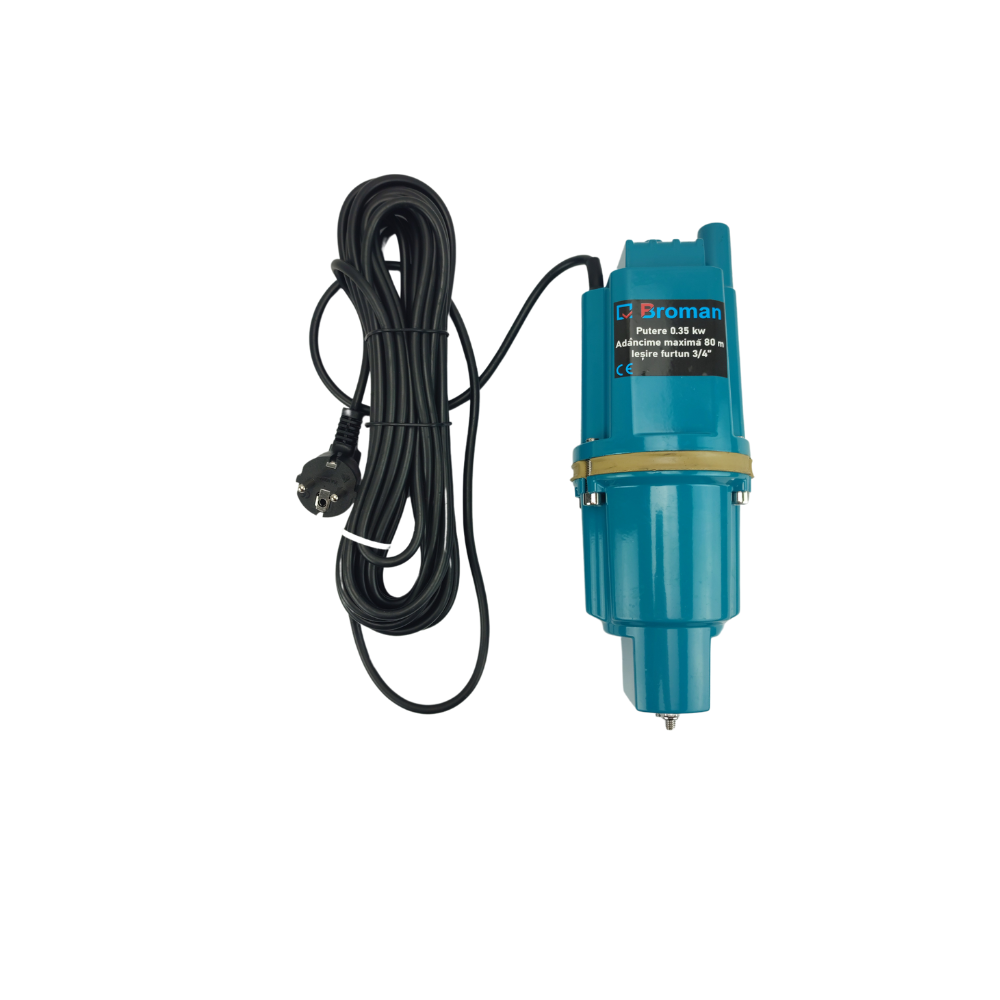 Pompa submersibila pe vibratii cu sorb dublu Broman VMP 60-3, 350W, debit 20 l/min, inaltime maxima 80m