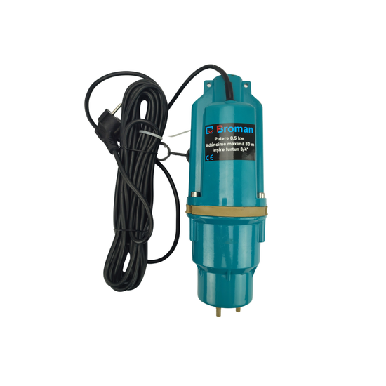 Pompa Submersibila Vibratii Broman | 500W | Tripla Absorbtie | 80m | 1080 L/h | 3/4"